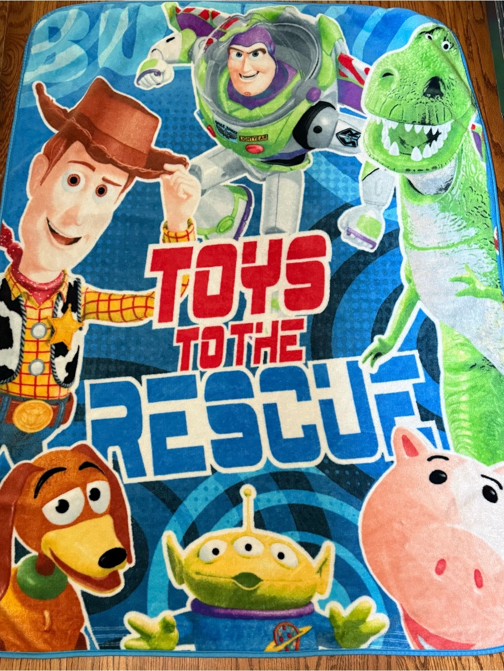 Toy Story 'Toys to the Rescue' Kids Plush Blanket - Blue & Green